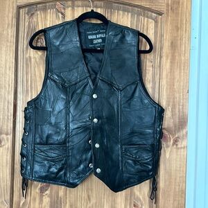 Black leather medium vest